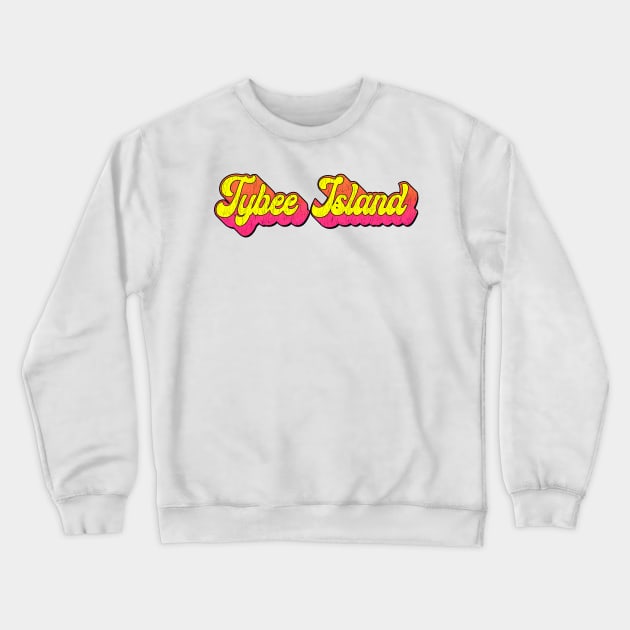 Tybee Island Georgia Laptop Bumper Typography 80's Distressed Crewneck Sweatshirt by TravelTime